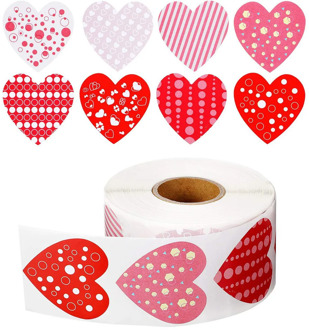 500pcs/roll Love Heart Shaped Label Sticker Scrapbooking Gift Packaging Seal Birthday Party Wedding Supply Stationery Sticker