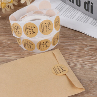500pcs/roll Round Kraft Paper Thank You label Sticker for Supporting My Small Business Stickers seal Decor Stationery Sticker