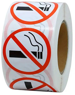 500pcs/roll Round No Smoking Stickers 1 Inch for public area Self Adhesive Waterproof Warning Decal stationery stickers