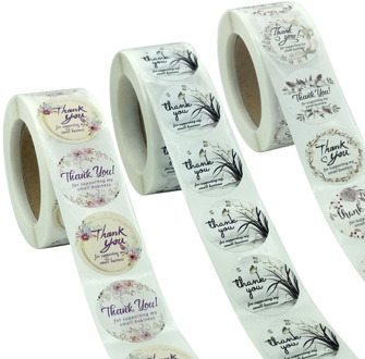 500Pcs/Roll Thank You Floral Handmade Crafts Decoration Envelope Seal Stickers Gift Package Scrapbooking Decor