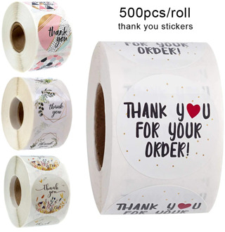 500pcs/roll Thank You Stickers Handmade Sticker Circle Stationery thank you for your order Gift Seal Labels thank you sticker