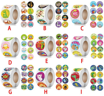 500pcs Round Reward Stickers for Students Teachers Encouragement Sticker Roll Kids Motivational Stickers with Cute Animals