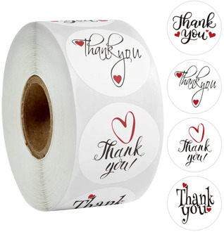 500Pcs Round Thank You Stickers With 4 Style Red Heart Labels For Wedding Pretty Gift Cards Envelope Sealing Label Stickers Roll