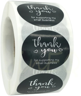 500pcs Silver Thank You Stickers for Supporting my business Black Paper Seal Label Sticker for Christmas Gift Packing Stationery