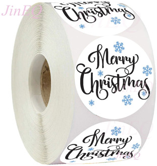 500pcs Snowflake Merry Christmas Stickers Scrapbooking Round White Seal Labels for Xmas Gifts Card, Business Packaging,Envelope
