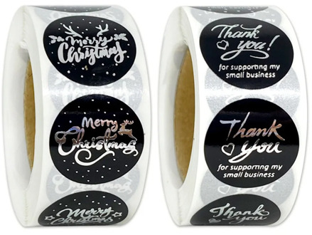 500pcs Thank You Stickers Merry Christmas For Seal Label Sticker Gift Packaging Stickers Birthday Party Offer Stationery Sticker