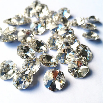500pcs Top Quality 14mm K9 Crystal Octagon Plated Silver Beads In Two Holes K9 Crystal Lamp & Accessories Diy Beads For Curtain