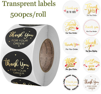 500pcs Transparent Labels Thank You for Your Order Stickers Seal Labels for shop Business Package Decoration Stationery Sticker