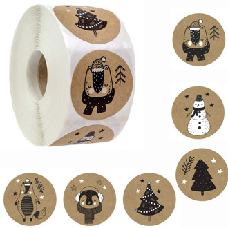 500Rcs/Roll Happy Christmas Day Animal Stickers Snowflake Thank You Label Gift Decoration Family Sticker Stationery