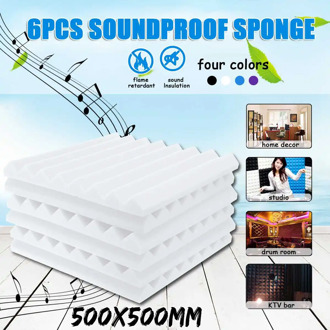 500x500mm 6Pcs Acoustic Soundproof Sound Stop Absorption Soundproofing Foam for KTV Audio Room Studio Room Wedge Tiles Polyureth