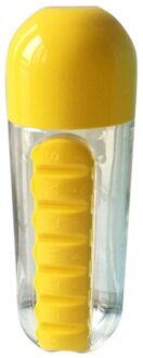 501-600 ml Water PC Fles Met Pillendoos 7 Dag Organizer Drinken Flessen Water Fles Reizen Draagbare 1 stuks geel