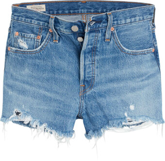 501 High waist jeans shorts met gerafelde zoom Indigo - W28