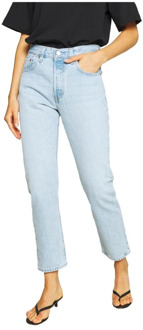 501 high waist straight fit cropped jeans met lichte wassing Indigo - W27/L26