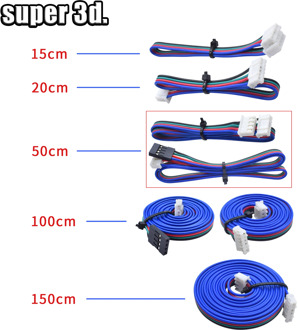 50cm/100cm/150cm Stepper Motor cables/wire XH2.54 4pin DuPont connector extension to 6pin White Terminal line 3D Printer Parts