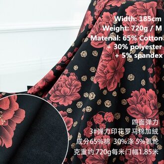 50Cm Breed, Herfst En Winter Verdikte Stretch Gedrukt Romeinse Katoen, Pluche Kledingstuk Broek Stof, diy Handgemaakte Materiaal