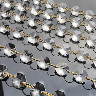 50cm Glass Chandelier Chain Gold Ring Connector Crystal Beads Pendant Window Decor SUNCATCHER Hanging Ornament Decor Handmade