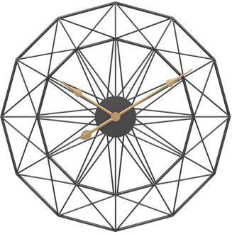 50Cm Luxe Retro Nordic Soort Ijzeren Art Grote Stille Opknoping Wandklok Mute Hanger Klokken Home Woonkamer Slaapkamer decor zwart