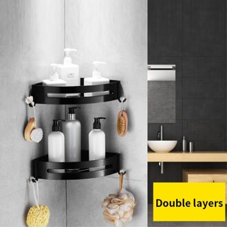 50Cm Matte Zwarte Dubbele Handdoek Bars Badkamer Handdoek Hanger Ruimte Aluminium Badkamer Accessoires Handdoekenrek Handdoek Ring Wc Borstel dubbele layers