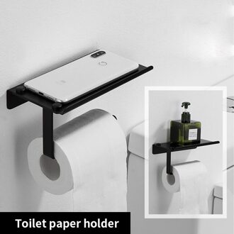 50Cm Matte Zwarte Dubbele Handdoek Bars Badkamer Handdoek Hanger Ruimte Aluminium Badkamer Accessoires Handdoekenrek Handdoek Ring Wc Borstel Toilet papier houder