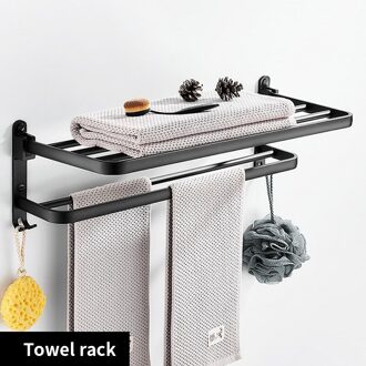 50Cm Matte Zwarte Dubbele Handdoek Bars Badkamer Handdoek Hanger Ruimte Aluminium Badkamer Accessoires Handdoekenrek Handdoek Ring Wc Borstel Towel rack