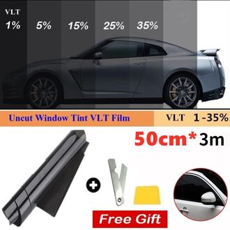 50cmX6m 1/5/15/25/35/50 Procent Vlt Window Tint Film Glas Sticker Zonnescherm Film voor Auto Uv Protector Folies Sticker Films 3m Transmittance 25
