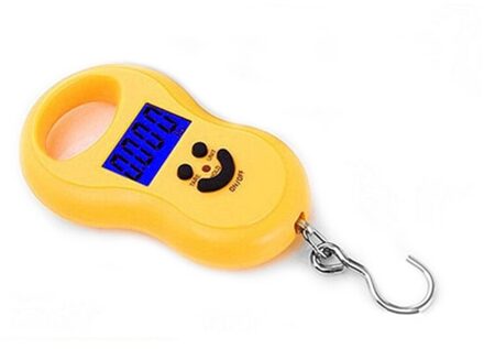 50Kg /10G Lcd Digitale Weegschaal Draagbare Opknoping Schaal Backlight Vissen Pocket Elektronische Weegschaal Bagage Mini Schaal geel 50kg 10g