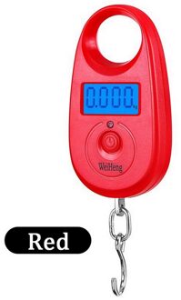50Kg/110 Lbs Elektronische Draagbare Lcd Digitale Weegschaal Dubbele Precisie Bagage Weegschalen Balance Weegschalen Voor Opknoping Haak reizen 25kg rood
