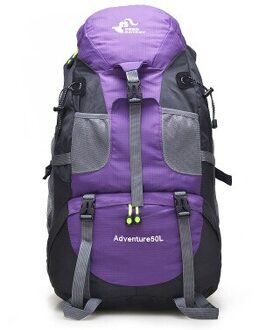 50L Outdoor Wandelen Bag 6 Kleuren Waterdichte Toeristische Reizen Berg Rugzak, Trekking Camping Klimmen Sport Tassen paarse kleur
