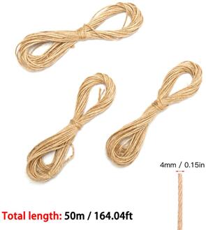 50M Retro Handgemaakte Hennep Touw Diy Decoratie Jute Touw Gevlochten Touw Huisdier Zelfgemaakte Klimrek Materiaal Sisal Touw 4mm