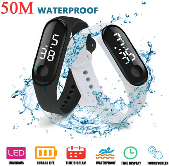 50M Waterproof Mens Watch LED Sport Digital Watch Women Fitness Wristwatch Touch Screen Silicone Strap Watch for Kids