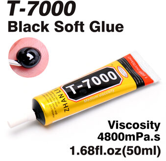 50ml T-7000 Multipurpose Zwarte Waterdichte Zachte Lijm Gebruikt in Metaal Glas Steen Porselein Hout Bamboe Leer Stof Plastic Papier