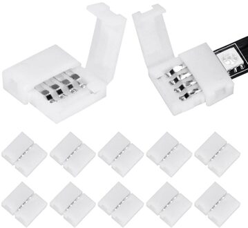 50Packs 4-Pin Rgb Led Licht Strip Connectors 10Mm Led Strip Gapless Solderless Adapter Terminal Extension
