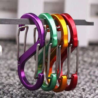 50Pcs 100Pcs Carabiners Klimmen Kleine S-Vorm Aluminium Snap Karabijnhaken Multifunctionele Sleutelhanger Outdoor Rugzak Gesp 50stk willekeurig