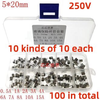 50Pcs-150 Stks/partij Optioneel Glas Zekering 5*20Mm 6*30Mm Chosse Snelle Zekering 0.5A 1A 2A 3A 4A 6A 7A 8A 10A 15A 20A 30A 5X20MM 100stk