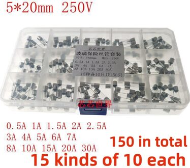 50Pcs-150 Stks/partij Optioneel Glas Zekering 5*20Mm 6*30Mm Chosse Snelle Zekering 0.5A 1A 2A 3A 4A 6A 7A 8A 10A 15A 20A 30A 5X20MM 150stk