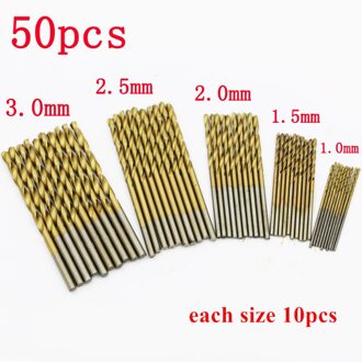 50Pcs 1Set Titanium Coated Boor Bits Hoge Snelheid Staal Boor Set Vermogen Boren Voor hout Bruin