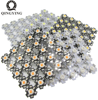 50pcs 1W 3W High Power LED Full Spectrum White Warm White Green Blue Deep Red 660nm Royal blue With 20mm White Black Star PCB