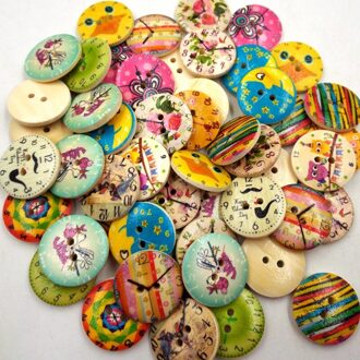 50Pcs 2Cm Ronde Houten Knoppen Retro Klok Twee-Gat Hout Chip Kleding Naaien Handgemaakte Diy Kleding Decoratie B