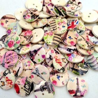 50Pcs 2Cm Ronde Houten Knoppen Retro Klok Twee-Gat Hout Chip Kleding Naaien Handgemaakte Diy Kleding Decoratie