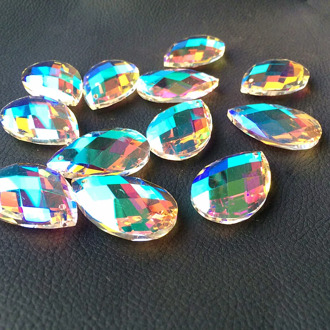 50pcs 38*22mm K9 Crystal Faceted Colorful Glass Drops Chandelier Faceted Pointed Oval Pendant, Shiny Crystal glass lamp Parts