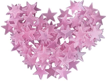 50Pcs 3D Stars Glow In The Dark Muurstickers Fluorescerende Lichtgevende Sterren Muurstickers Voor Kinderen Kinderkamer Slaapkamer home Decor roze