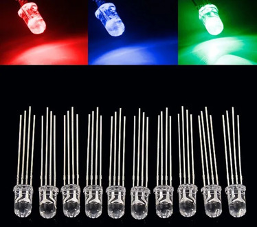 50PCS 5mm full-color LED RGB red/green/blue Common Cathode/Anode Four feet transparent highlight color light 5mm diode colorful