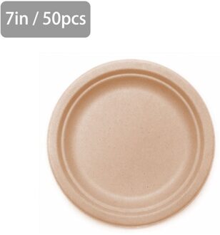 50Pcs 6/7/9in Composteerbaar Papieren Borden Wegwerp Servies Papier Schotel Milieuvriendelijk Gemaakt Van Suikerriet Vezels voor Outdoor Party 7 inches