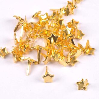 50Pcs 8X11Mm Golden Star Brads Scrapbooking Versiering Fastener Brads Metalen Ambachten Voor Diy Accessoires Schoenen Decoratie c2403