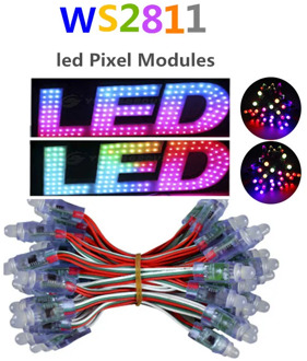 50pcs addressable 12mm WS2811 Full Color LED pixel module 2811 IC DC5V string IP68 rated RGB Digital christmas Light