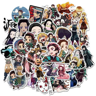 50pcs Anime Demon Slayer: Kimetsu no Yaiba Graffiti Sticker Scrapbook Decor PVC Stationery Stickers School Office Supply