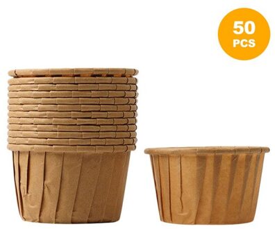 50Pcs Behandeld Papier Souffle Portie Cups Voor Meten Cupcake Cup Bakken En Hoge Temperatuur Cup Huishoudelijke Cakevorm khaki