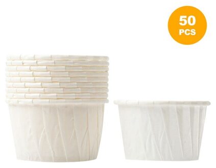 50Pcs Behandeld Papier Souffle Portie Cups Voor Meten Cupcake Cup Bakken En Hoge Temperatuur Cup Huishoudelijke Cakevorm wit