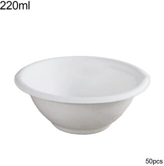 50Pcs Biologisch Afbreekbare Wegwerp Kom Restaurant Keuken Koud Gebruik Container Koelkast Opbergdoos Microwaveable wit 220ml