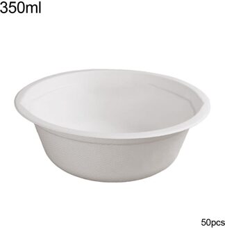 50Pcs Biologisch Afbreekbare Wegwerp Kom Restaurant Keuken Koud Gebruik Container Koelkast Opbergdoos Microwaveable wit 350ml